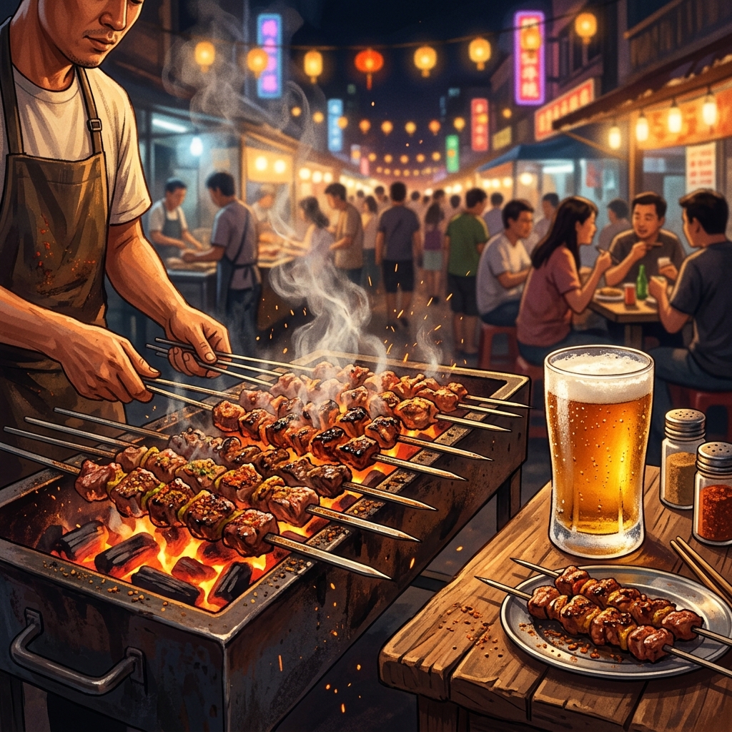 Thịt Xiên Nướng & Bia (Chuan’r): Linh Hồn Của Tiệc Đêm Mùa Hè