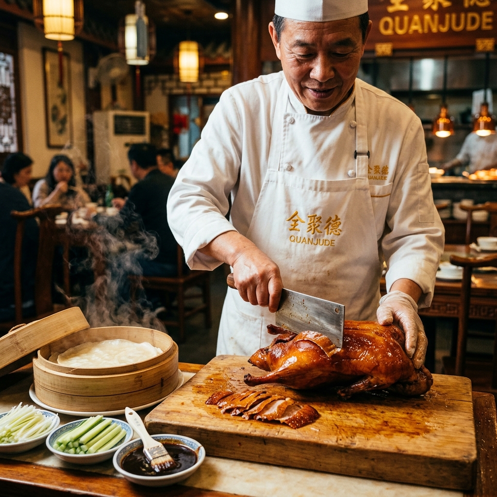 Vịt Quay Bắc Kinh (Peking Duck): Nghệ Thuật Nướng Củi Hoàng Gia