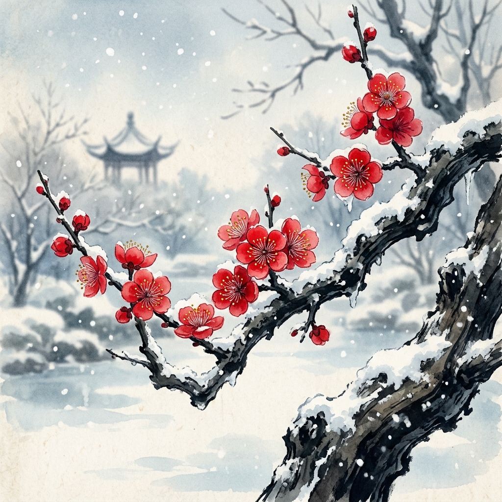 Hoa Mai (Plum Blossom): Cốt Cách Kiên Cường Giữa Mùa Đông Tuyết Lạnh
